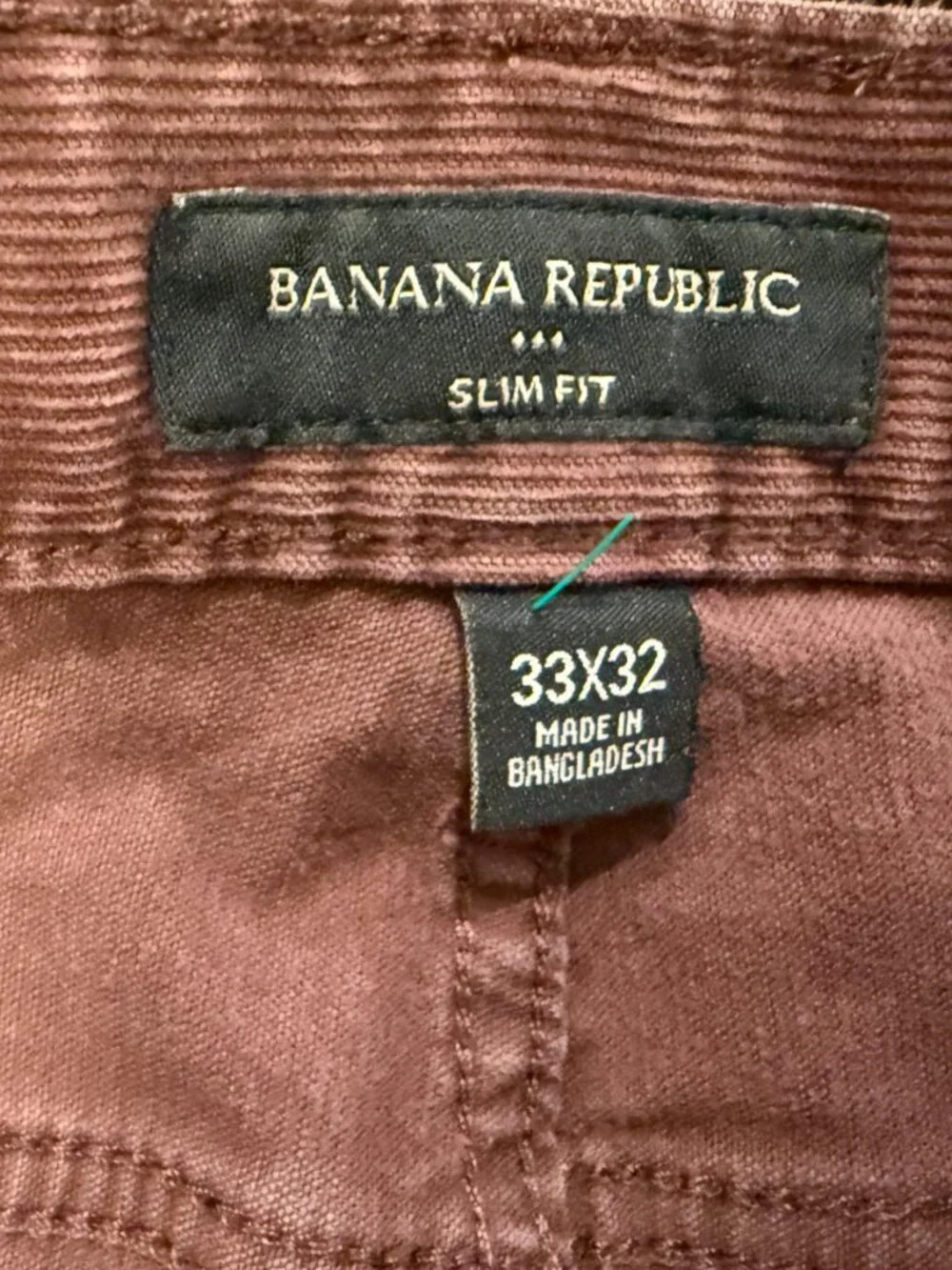 Banana Republic Maroon Corduroy Slim Fit Chino Pants Men's Sz 33x32